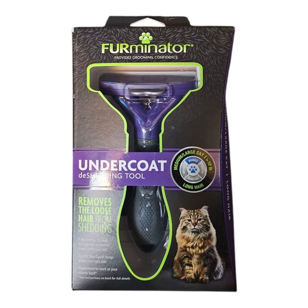 FURminator Undercoat Deshedding Tool for Medium-to-Large Cats Purple